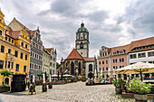  The Protestant Frauenkirche and the market square in Meissen, Saxony, Germany 