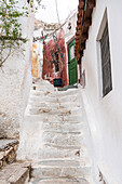 Narrow streets of Anafiotika area in ancient Athens