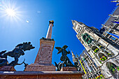  Marian Column with the Town Hall Tower, New Town Hall, Munich, Bavaria, Germany 