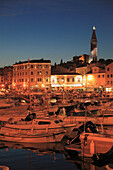 Croatia, Istria, Rovinj, harbor, boats, skyline, 