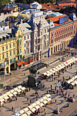 Croatia, Zagreb, aerial view, Josip Jelacic Square, 