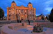 Croatia, Zagreb, Croatian National Theatre, The Well of Life, sculpture by Ivan Mestrovic, 