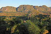 Cuba, Vinales Valley, Valle de Vinales, mogotes, limestone cliffs, 