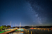  Autumn, farm, Untreusee, night, Milky Way, boats, lake, starry sky 