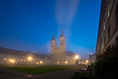  Autumn, Switzerland, St. Gallen, Cathedral, Collegiate Church, Fog, Blue Hour, 