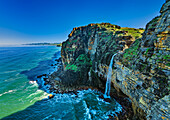  Mfihlelo River cascades into the Indian Ocean, Wild Coast Trail, Wild Coast, Eastern Cape, South Africa 