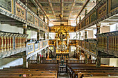  Interior of the baroque mountain church in Oybin, Zittau Mountains, Upper Lusatia, Saxony, Germany 