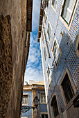 Tilled building facade in Alfama district, Lisbon, Portugal, Europe