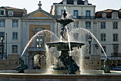 Fountain on Don Pedro V square in Rossio district, Lisbon, Portugal, Europe