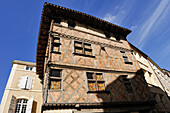 Timber-framed house housing the Tourist information office.Auch.Gers department, Occitanie region, southwest of France,Europe