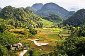 View over the valley on the way up to Quan Ba Pass,Ha Giang province, Northern Vietnam, Southeast Asia