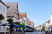  Market square with view of the Lower Gate, Günzburg, Bavarian Swabia, Swabia, Bavaria, Germany 