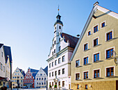  Town Hall and Main Street in Gundelfingen an der Donau, Bavarian Swabia, Swabia, Bavaria, Germany 