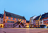  Place de la Reunion with Hotel de Ville (Town Hall) in the evening light, Mulhouse, Alsace, France 