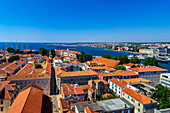 Rundblick auf Zadar vom Glockenturm der Kathedrale St. Anastasia, Kroatien