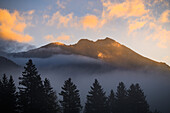  Sunrise on a mountain with fog, Mittenwald, Bavaria 