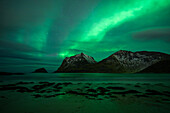  Northern Lights by the sea, Lofoten Islands, Norway 