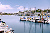  Audierne with marina and harbor, Cornouaille, Cap-Sizun peninsula, Finistere, Brittany, France 