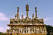  Calvaire (Calvary) of the Chapelle Notre-Dame de Tronoen in Saint-Jean-Trolimon, Cornouaille, Finistere, Brittany, France 