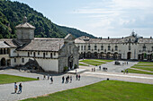 Santuario di Oropa visited by pilgrims, Piedmont, Italy