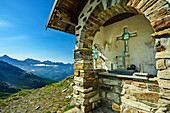  Chapel at the Bocchetta Forbici, Valmalenco, Alta via della Valmalenco, Bernina Alps, Lombardy, Italy 