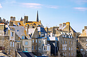 Old town houses in Ville Close, Saint-Malo, Emerald Coast, Côtes-d'Armor, Brittany, France