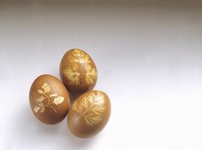 Easter eggs decorated with leaf motifs