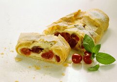 Strudel with cherries and almond quark