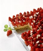 Tray-baked strawberry cake