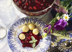 Semolina Dumplings with Cold Cherry Sauce