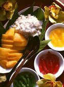 Mango with Glutinous Rice & Tapioca Flour Rolls