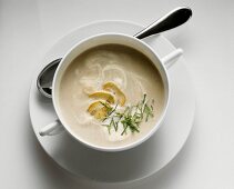 Mushroom Cream Soup with Creme fraiche