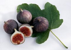 Fresh Figs with a Fig Leaf