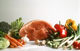 Pork (leg) and fresh vegetables