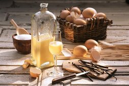 Home-made advocaat with ingredients