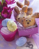 Baked Easter bunny and filled  eggs (yeast dough)