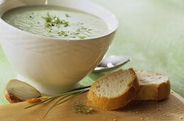 Cold cucumber soup with herbs