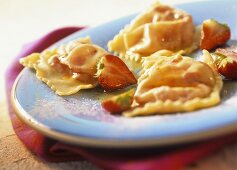 Pasta parcels with strawberry filling