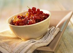 Apricot and redcurrant chutney in bowl