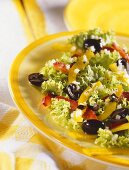 Lollo bianco with olives and pepper strips