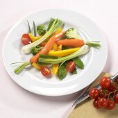 Plate of raw vegetables