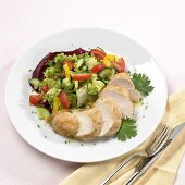Mixed salad with chicken breast fillet