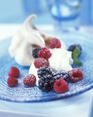 Dairy ice cream with berries