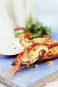 Barbecued yabbies (Australian freshwater crayfish) with dip