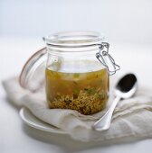 Alphabet soup in a lockable jar