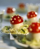 Fly agaric eggs on lettuce