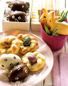 Easter eggs, nests and bunnies in quark bread dough