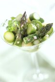Asparagus salad with green and white asparagus