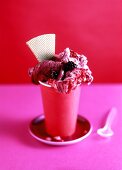 Creamy berry ice cream in a sundae glass