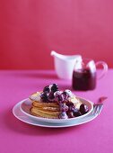 Buttermilk pancakes with blueberry cream